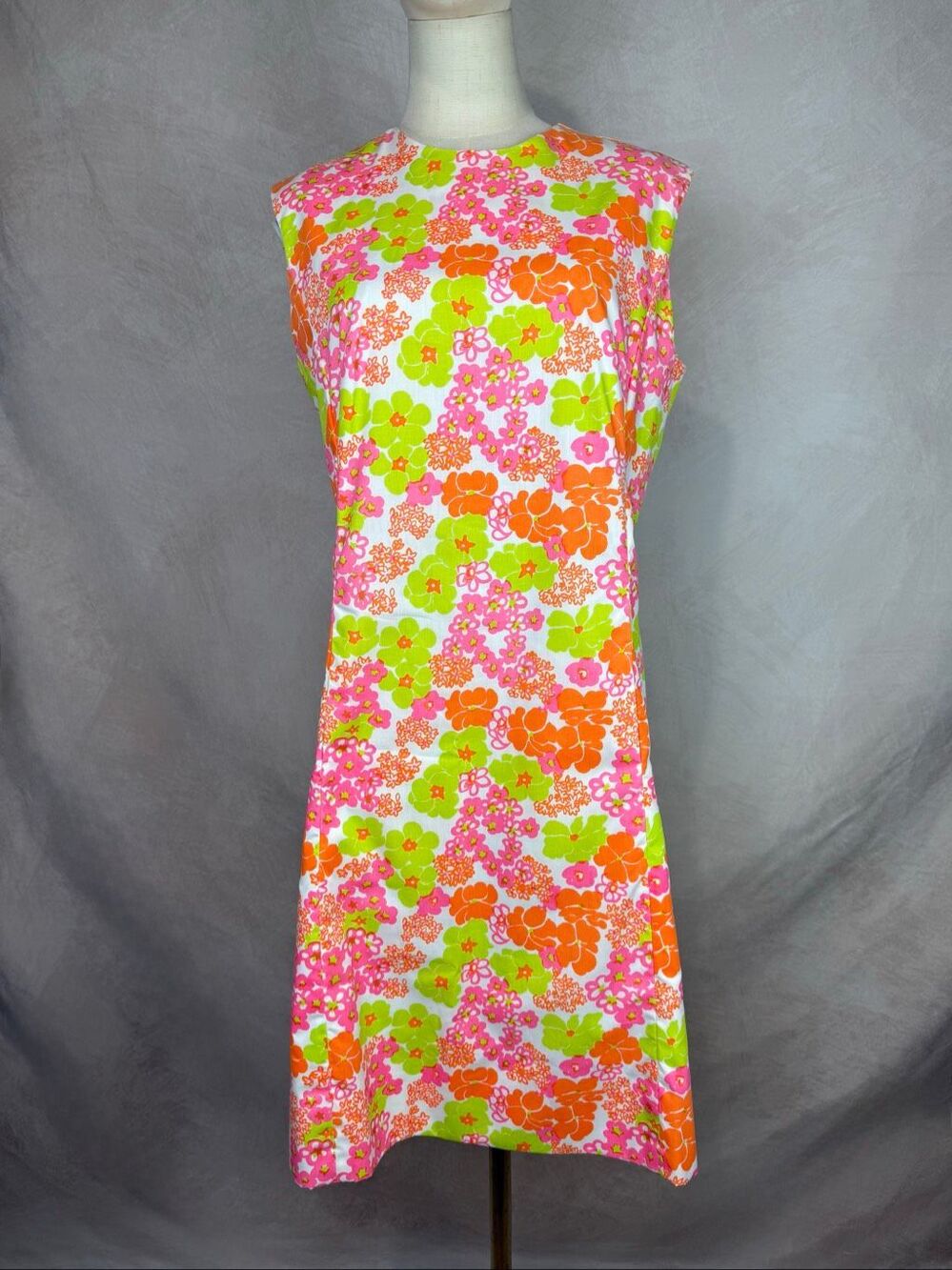 Vintage Vanda Key West Hand Print Dress Susie Zuzek Lilly Pulitzer Style Sz M/L